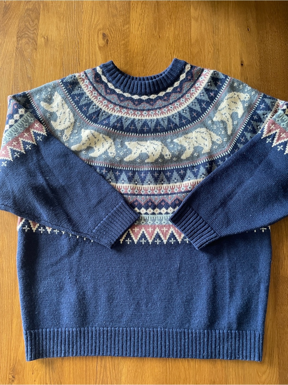 100% Wool Fair Isle Polar Bear Crewneck Sweater